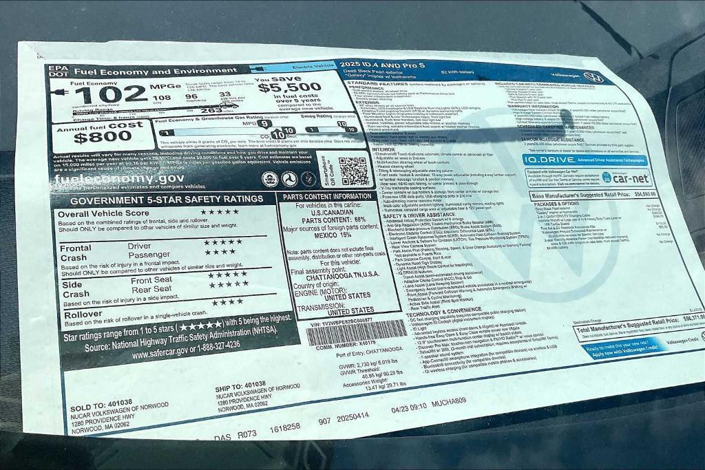 new 2025 Volkswagen ID.4 car, priced at $49,517
