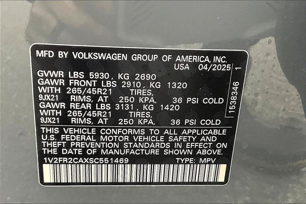 new 2025 Volkswagen Atlas car, priced at $53,036