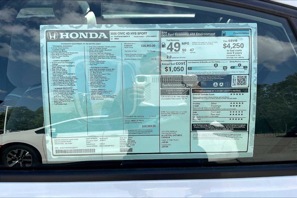 new 2025 Honda Civic Hybrid car, priced at $30,555