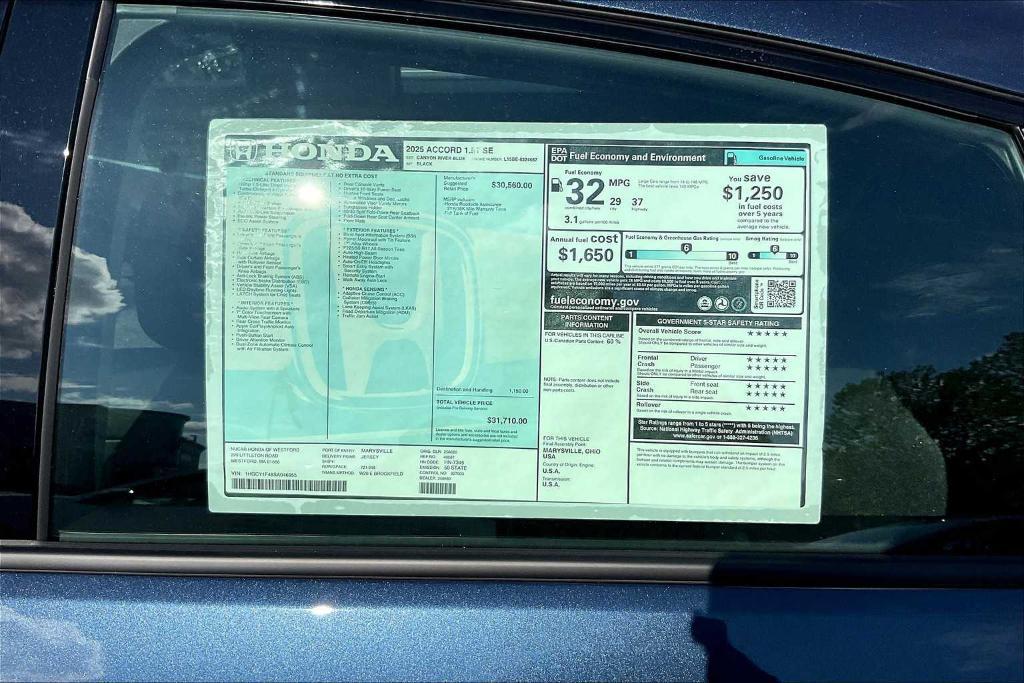new 2025 Honda Accord car, priced at $31,710
