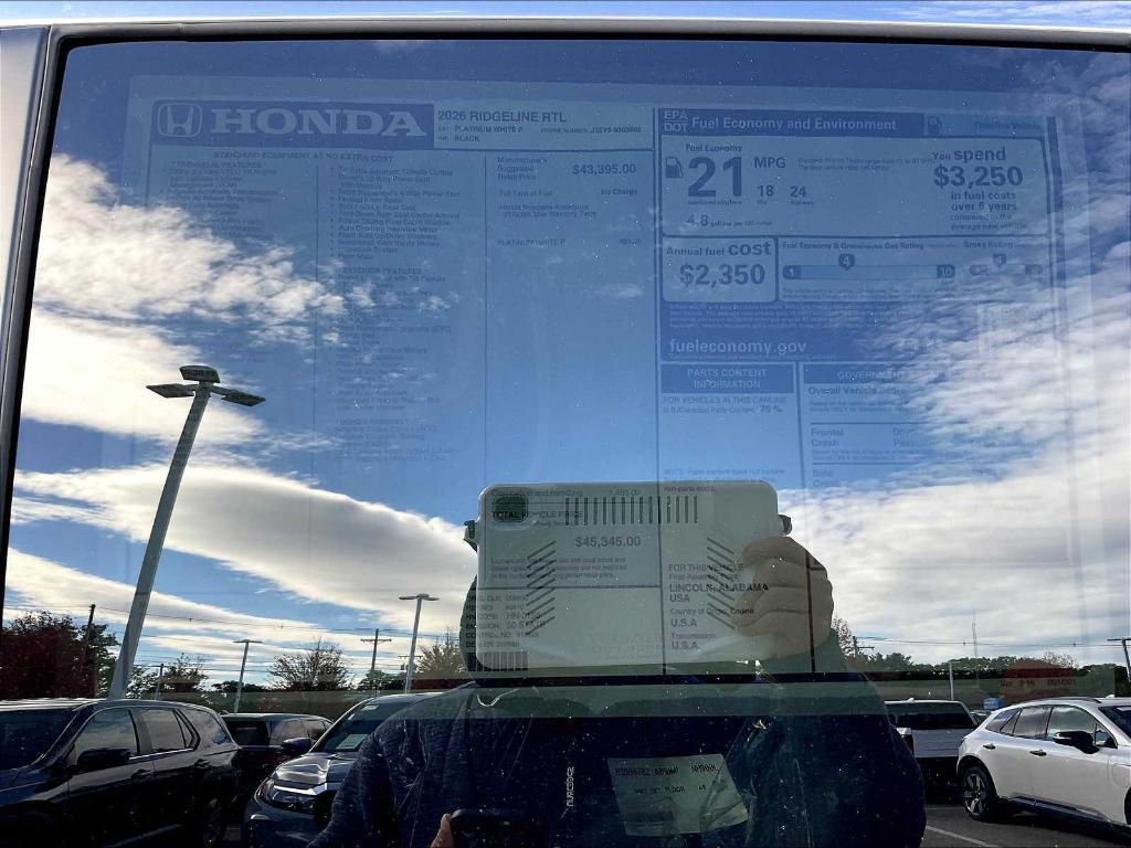 new 2026 Honda Ridgeline car, priced at $45,345