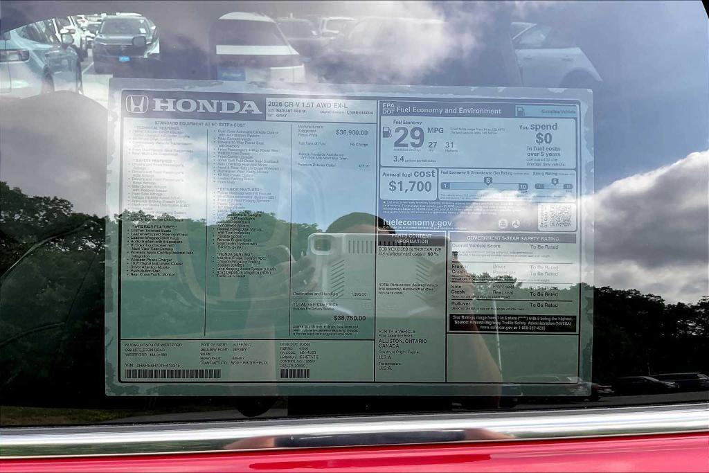 new 2026 Honda CR-V car, priced at $38,750