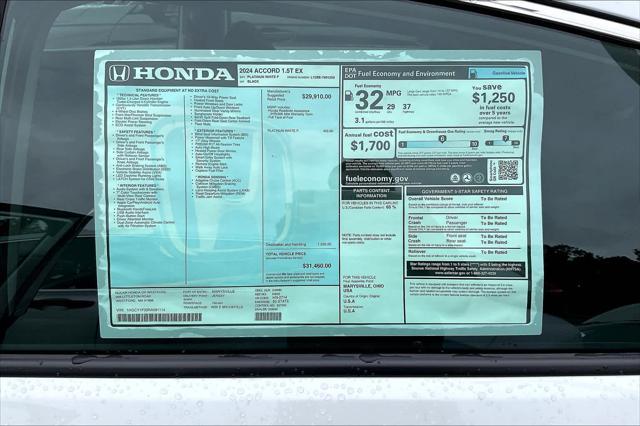 new 2024 Honda Accord car, priced at $30,031