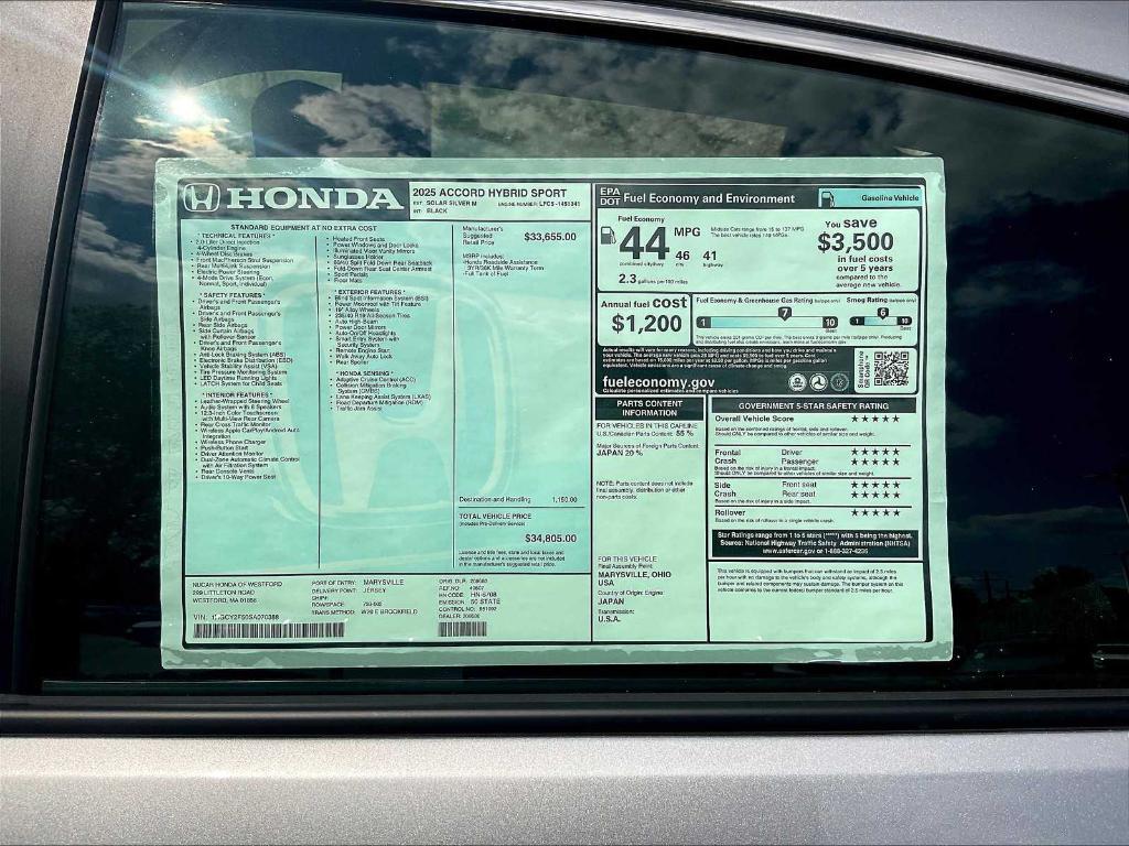 new 2025 Honda Accord Hybrid car, priced at $34,805