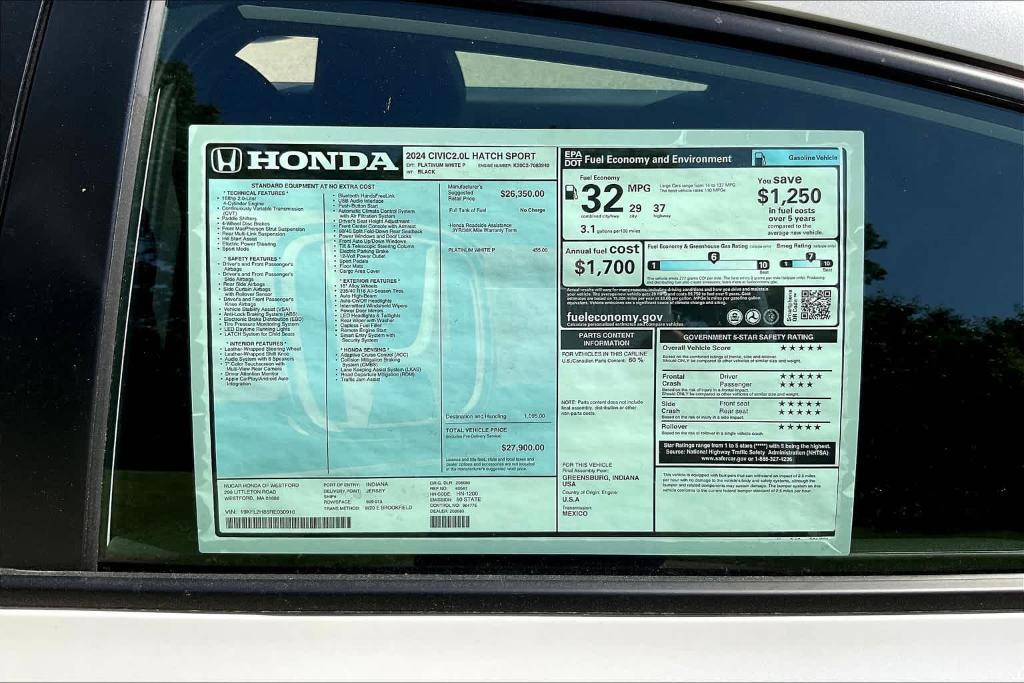 new 2024 Honda Civic car, priced at $27,900