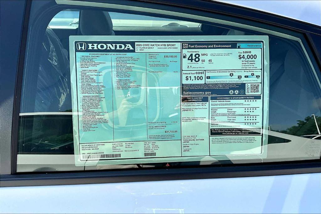 new 2025 Honda Civic Hybrid car, priced at $31,755