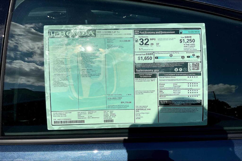 new 2025 Honda Accord car, priced at $31,710