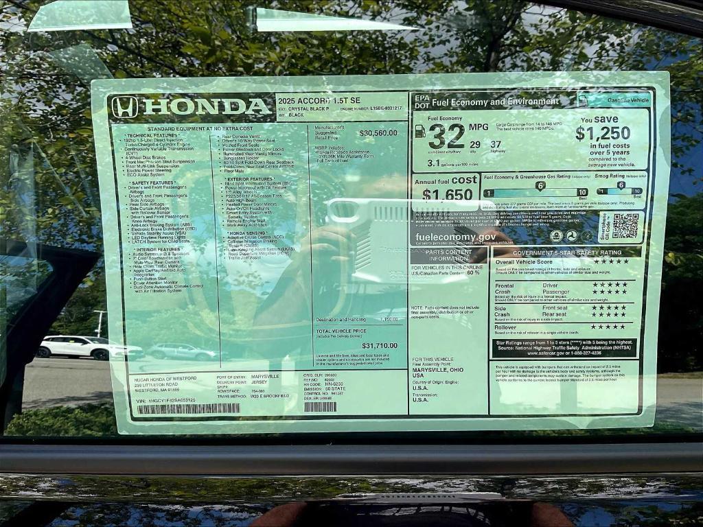 new 2025 Honda Accord car, priced at $31,710