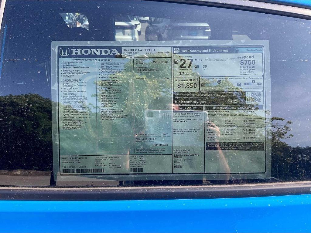 new 2026 Honda HR-V car, priced at $31,350