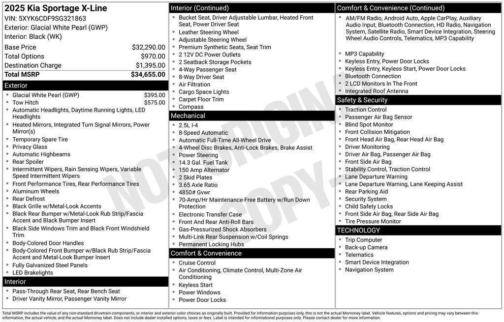 new 2025 Kia Sportage car, priced at $30,621