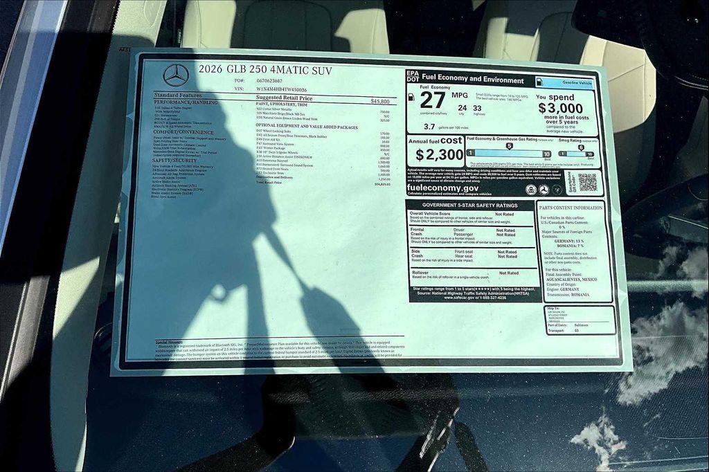 new 2026 Mercedes-Benz GLB 250 car, priced at $54,825