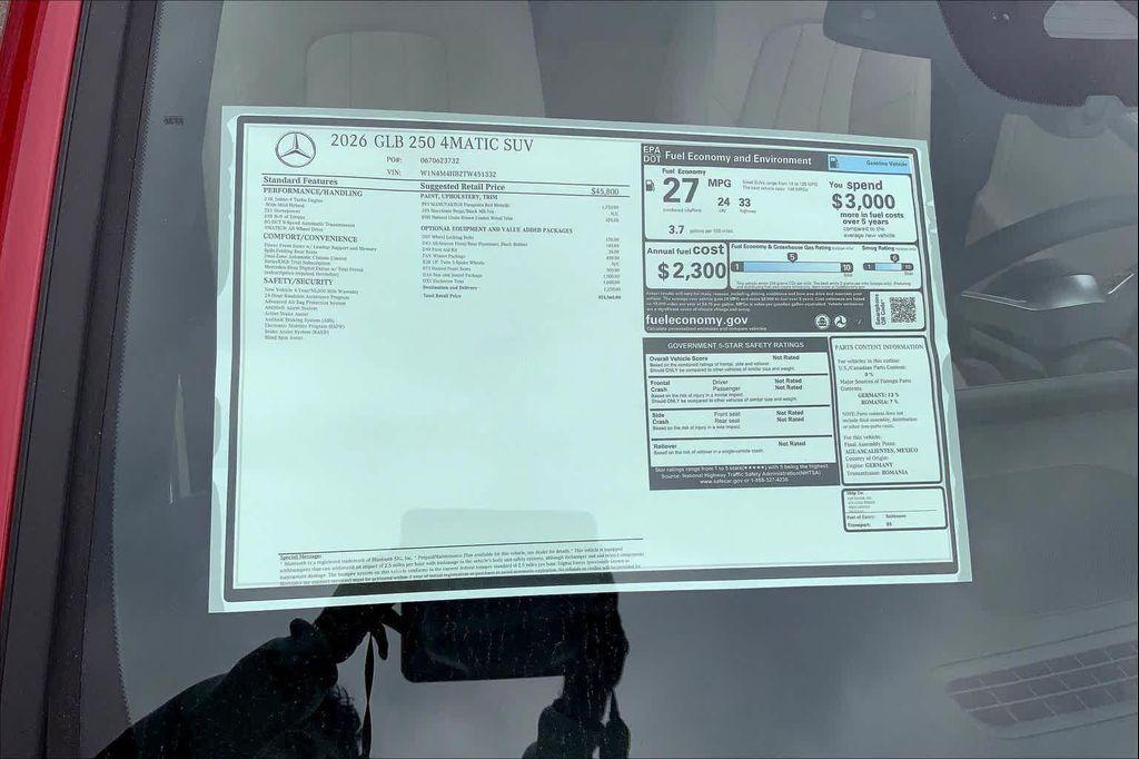 new 2026 Mercedes-Benz GLB 250 car, priced at $53,565