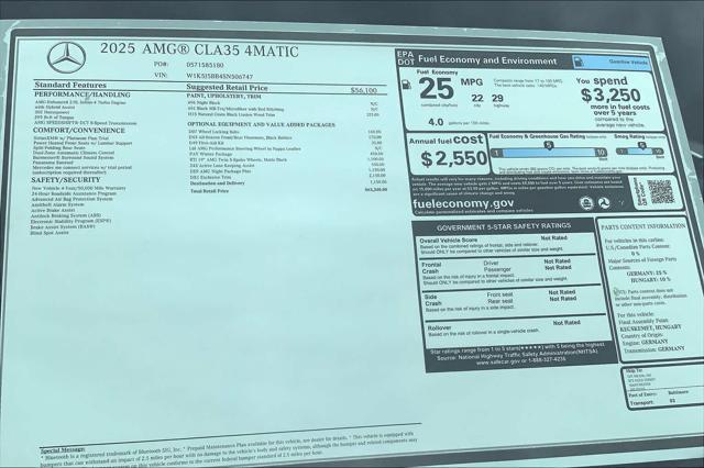 new 2025 Mercedes-Benz AMG CLA 35 car, priced at $63,340