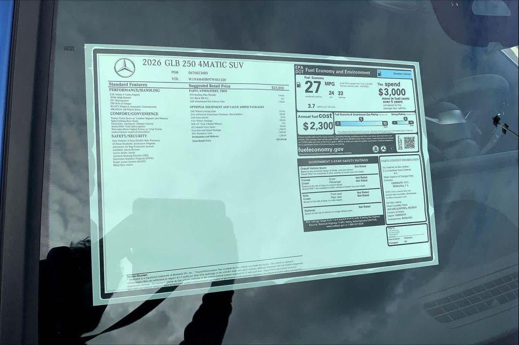 new 2026 Mercedes-Benz GLB 250 car, priced at $52,390