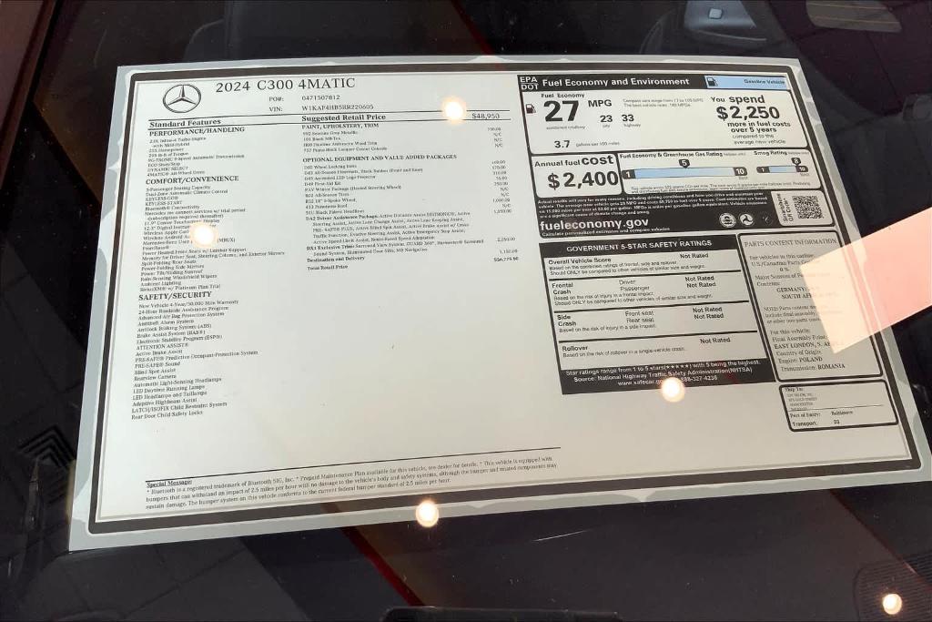 new 2024 Mercedes-Benz C-Class car, priced at $56,775