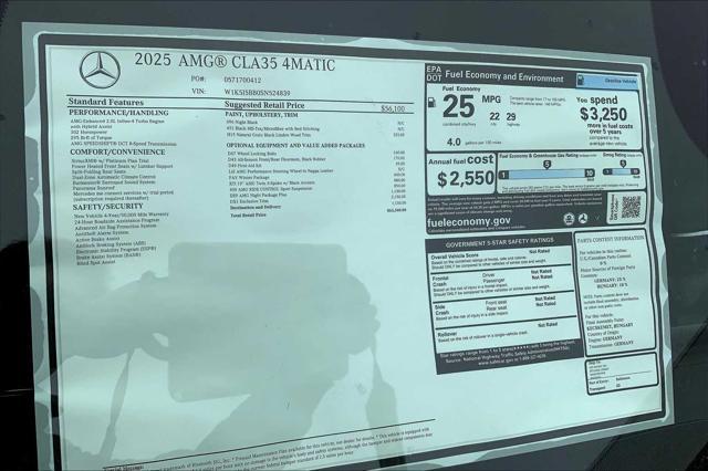 new 2025 Mercedes-Benz AMG CLA 35 car, priced at $63,340