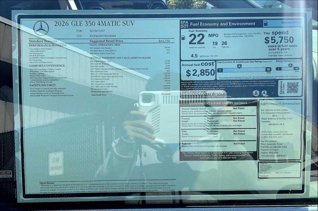 new 2026 Mercedes-Benz GLE 350 car, priced at $75,440