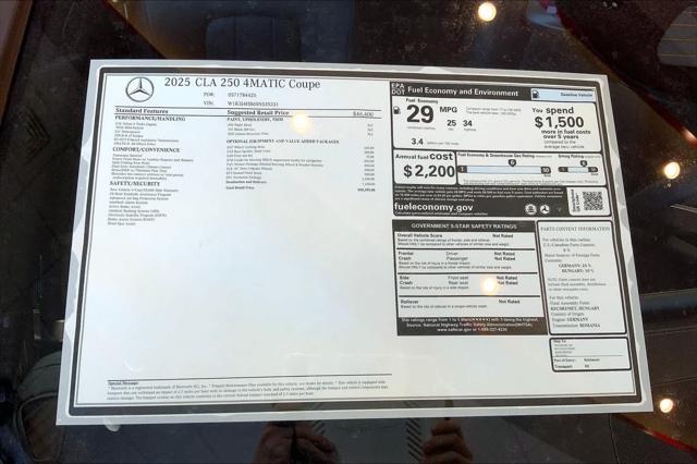 new 2025 Mercedes-Benz CLA 250 car, priced at $50,395