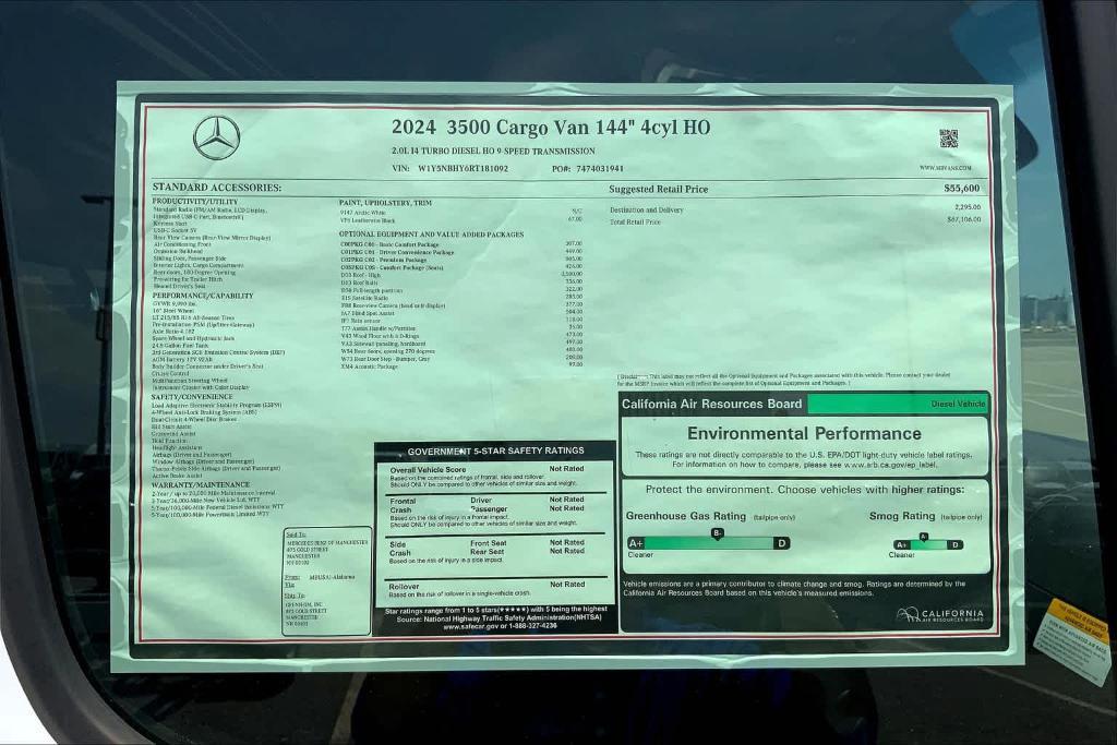 new 2024 Mercedes-Benz Sprinter 3500 car, priced at $67,106