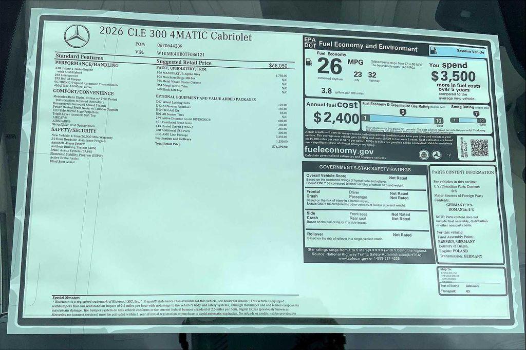 new 2026 Mercedes-Benz CLE 300 car, priced at $76,390