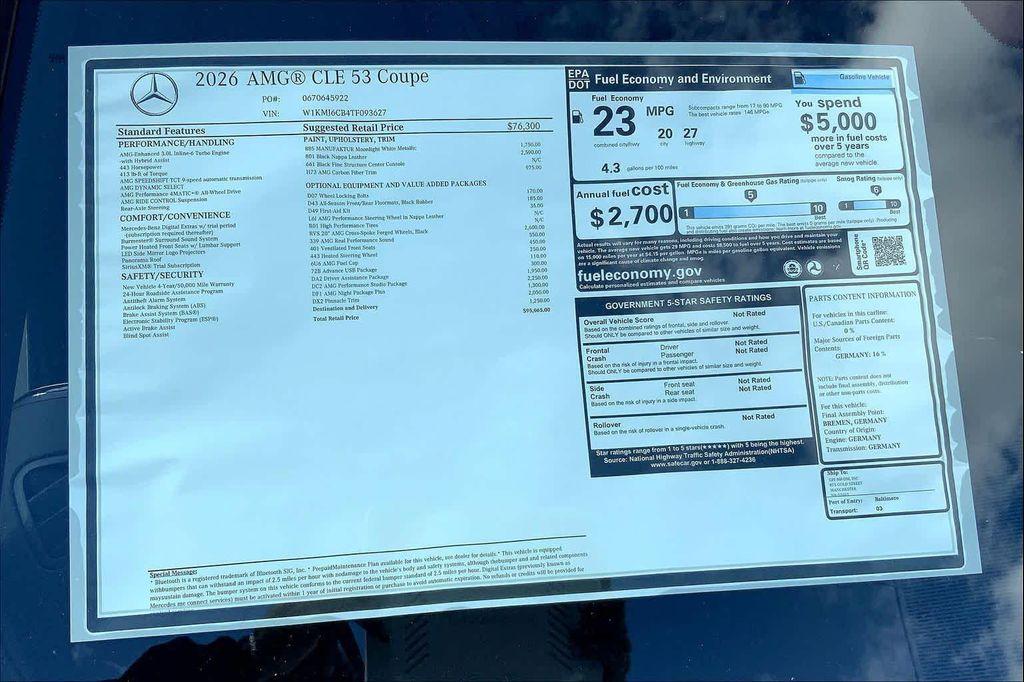 new 2026 Mercedes-Benz AMG CLE 53 car, priced at $95,065