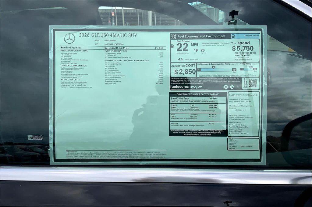 new 2026 Mercedes-Benz GLE 350 car, priced at $73,250