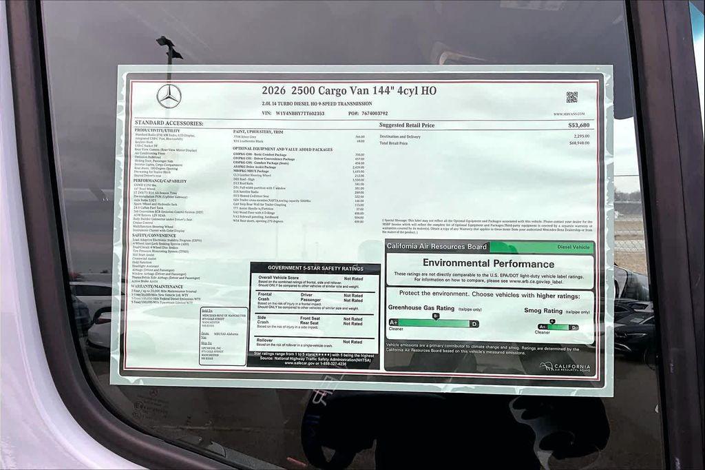 new 2026 Mercedes-Benz Sprinter 2500 car, priced at $68,948