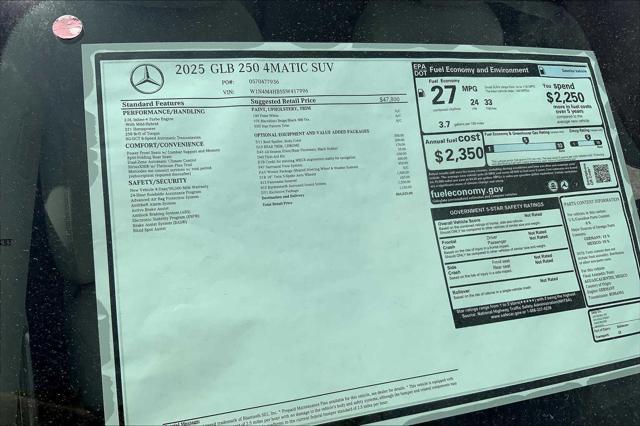 new 2025 Mercedes-Benz GLB 250 car, priced at $54,025