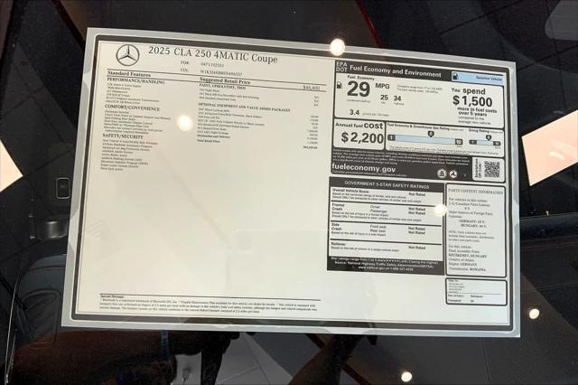 new 2025 Mercedes-Benz CLA 250 car, priced at $52,625