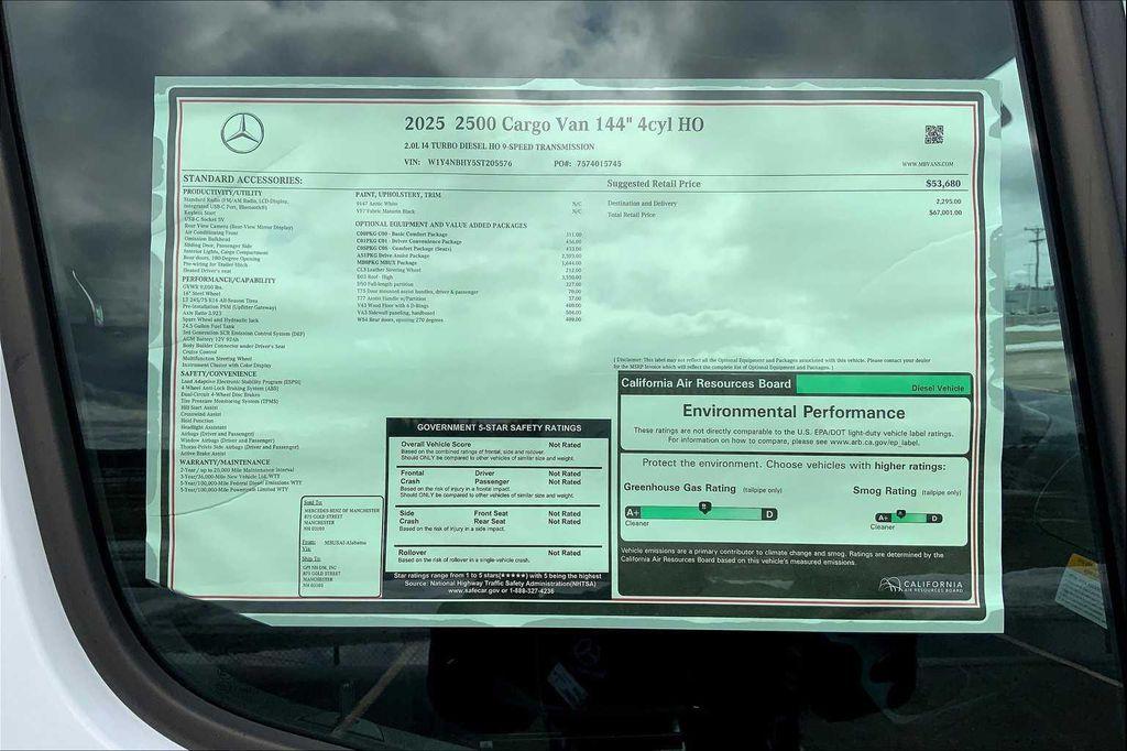 new 2025 Mercedes-Benz Sprinter 2500 car, priced at $67,001
