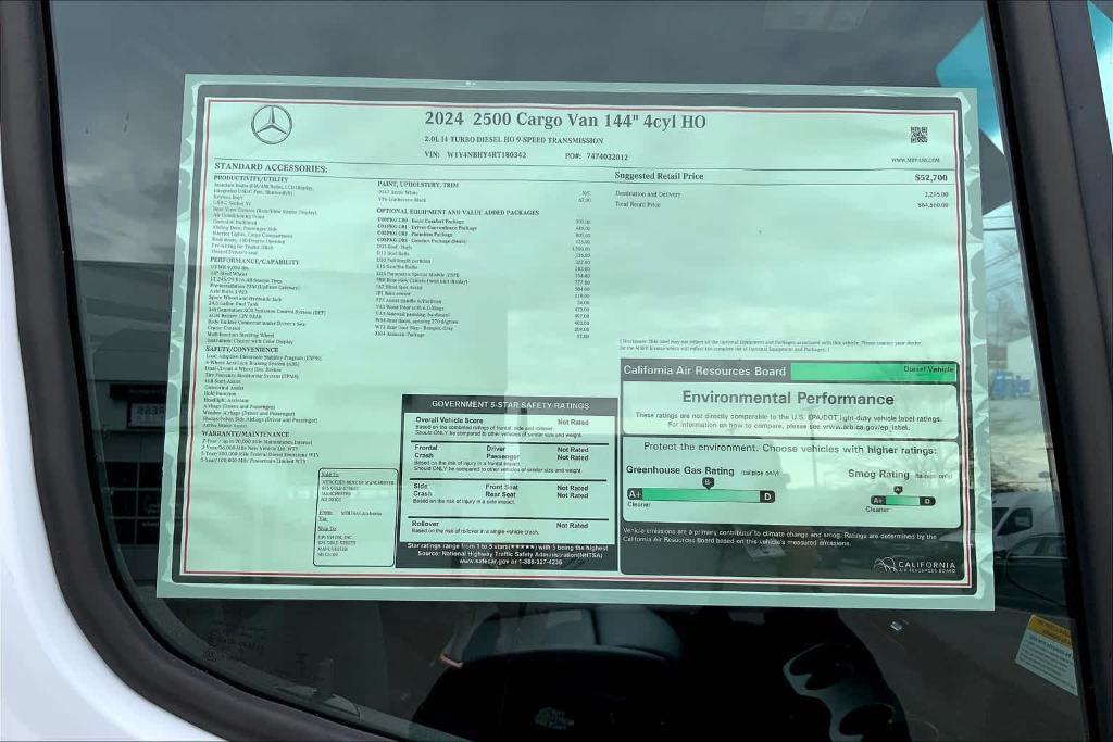 new 2024 Mercedes-Benz Sprinter 2500 car, priced at $64,560