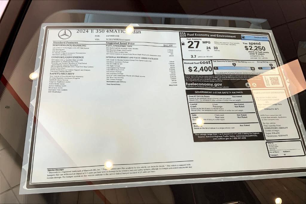 new 2024 Mercedes-Benz E-Class car, priced at $82,570