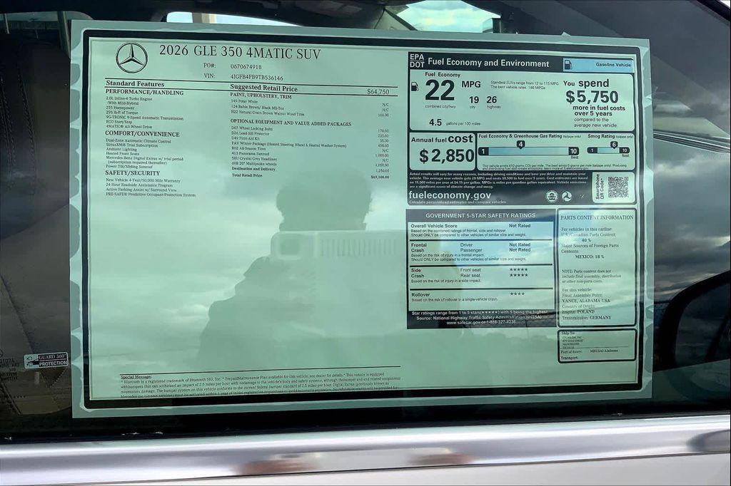 new 2026 Mercedes-Benz GLE 350 car, priced at $69,100