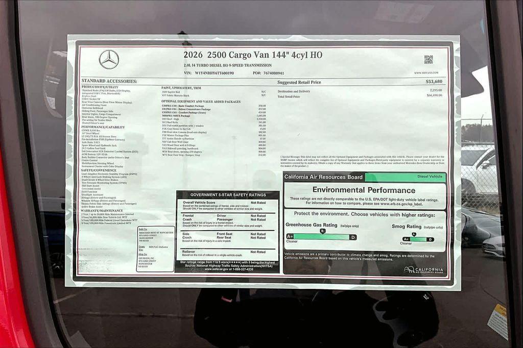 new 2026 Mercedes-Benz Sprinter 2500 car, priced at $66,490
