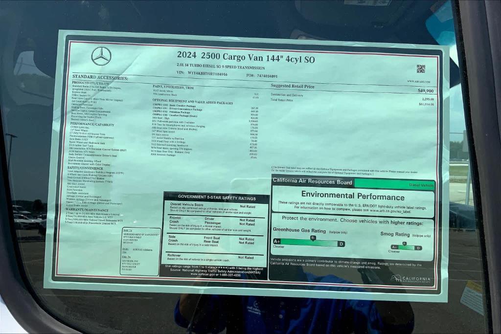 new 2024 Mercedes-Benz Sprinter 2500 car, priced at $61,014