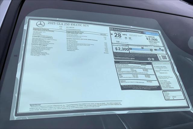 new 2025 Mercedes-Benz GLA 250 car, priced at $53,535