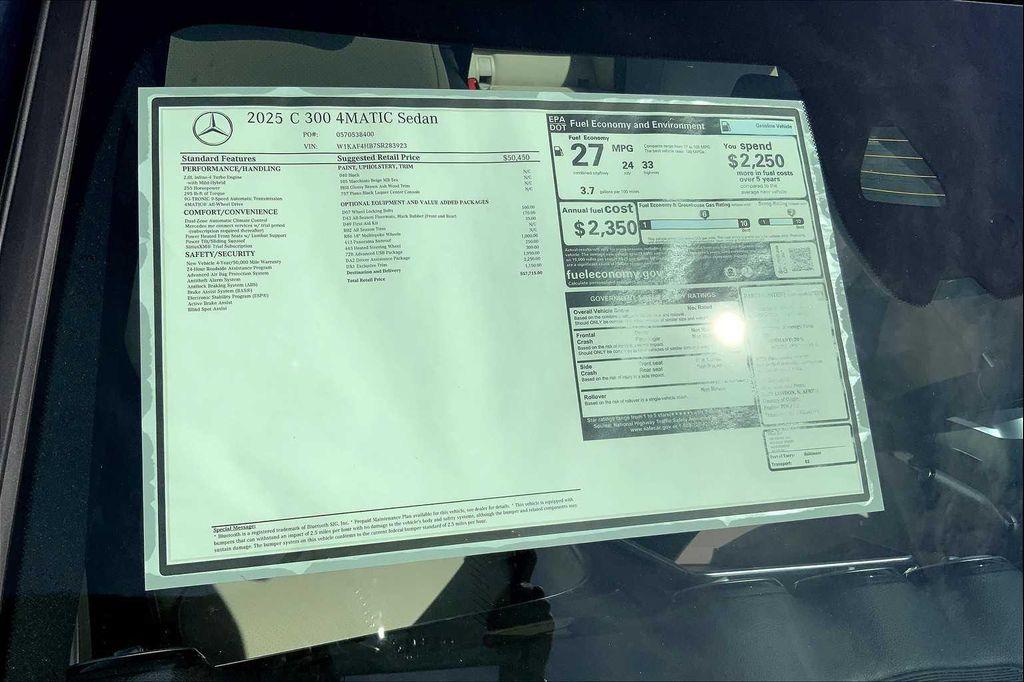 new 2025 Mercedes-Benz C-Class car, priced at $57,715