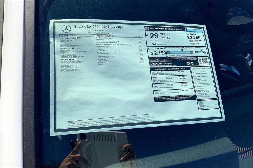 new 2026 Mercedes-Benz CLA 250 car, priced at $57,565