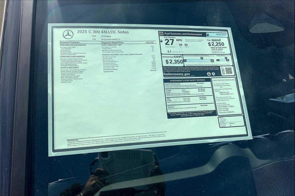 new 2025 Mercedes-Benz C-Class car, priced at $56,345