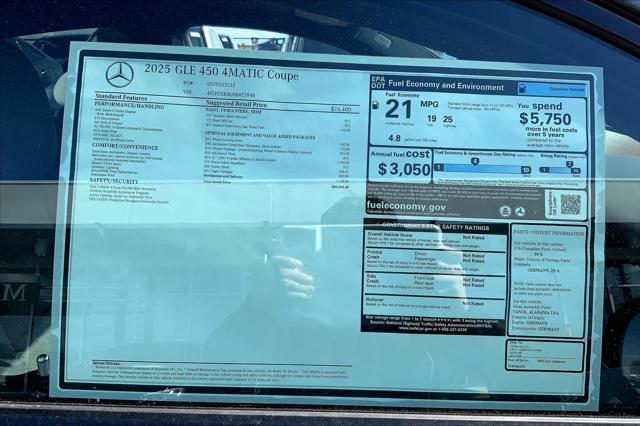 new 2025 Mercedes-Benz GLE 450 car, priced at $80,590
