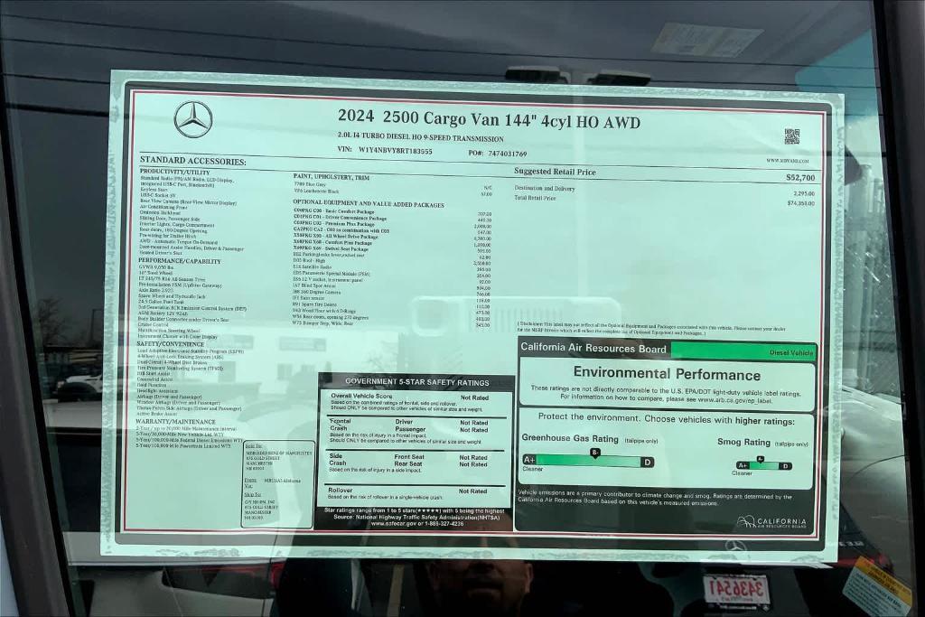 new 2024 Mercedes-Benz Sprinter 2500 car, priced at $74,358