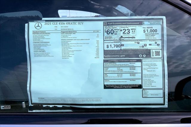 new 2025 Mercedes-Benz GLE 450e car, priced at $82,355
