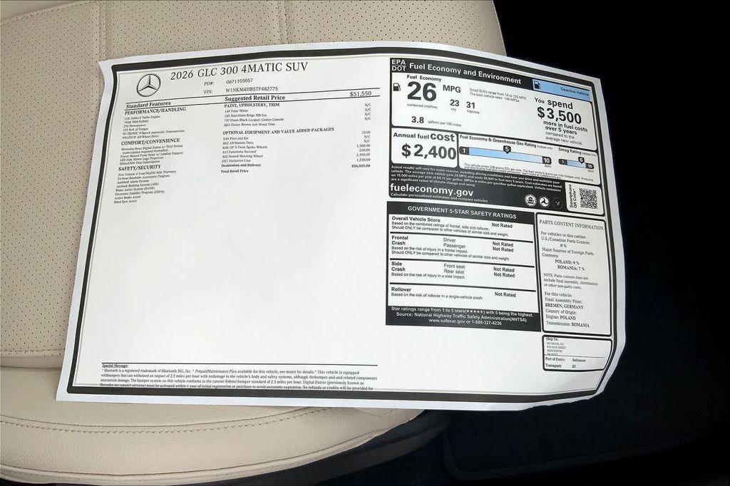 new 2026 Mercedes-Benz GLC 300 car, priced at $56,935