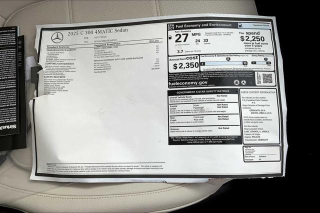 new 2025 Mercedes-Benz C-Class car, priced at $52,050