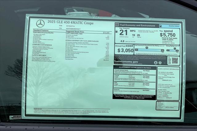 new 2025 Mercedes-Benz GLE 450 car, priced at $86,200
