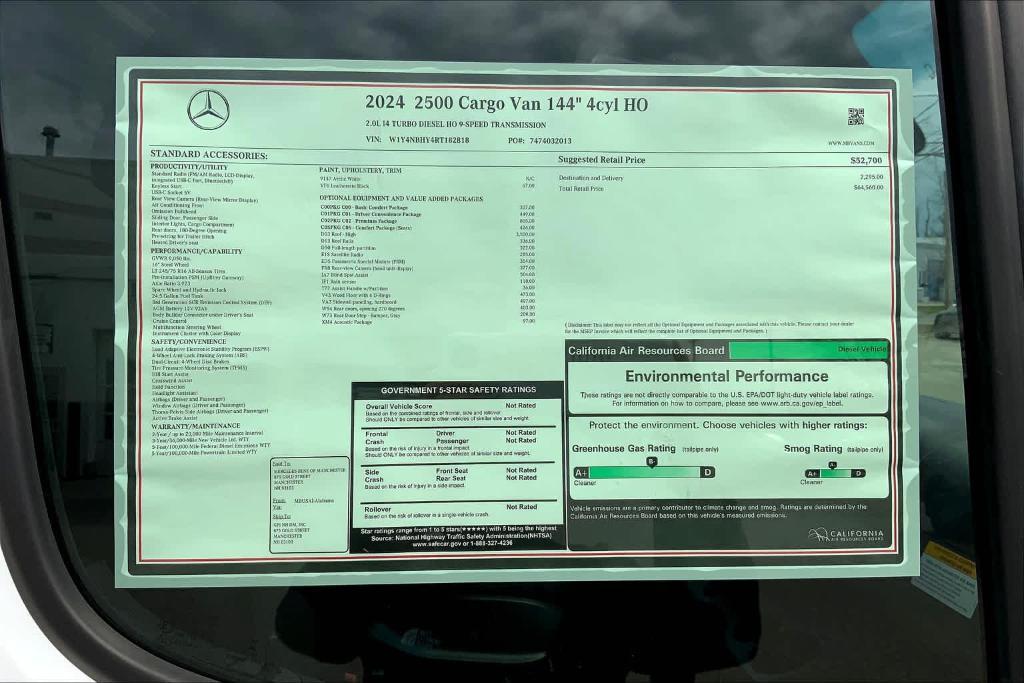 new 2024 Mercedes-Benz Sprinter 2500 car, priced at $64,560