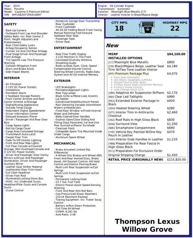 used 2023 Porsche Cayenne car, priced at $81,993