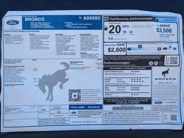 new 2025 Ford Bronco car, priced at $41,394