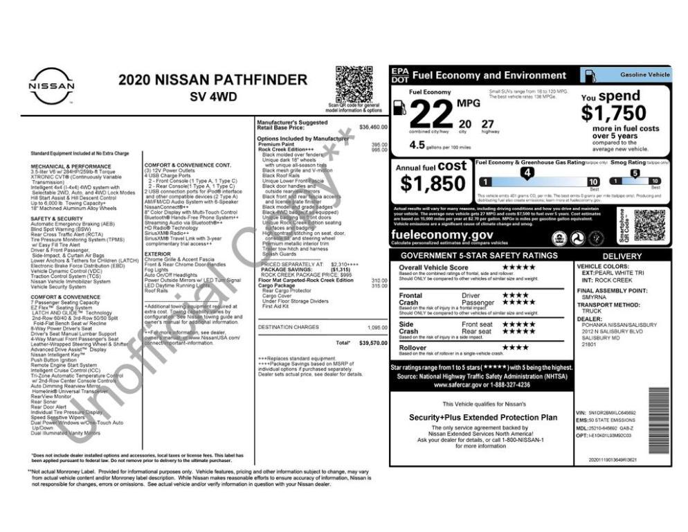used 2020 Nissan Pathfinder car, priced at $16,498
