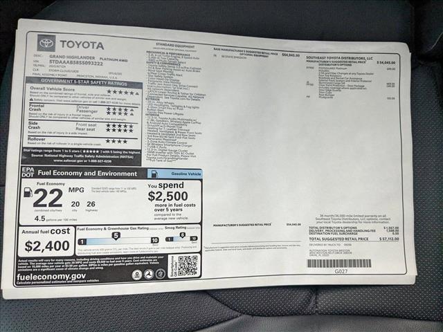 new 2025 Toyota Grand Highlander car, priced at $57,112